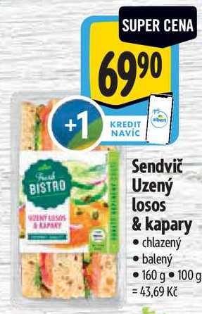 Sendvič Uzený losos & kapary, 160 g