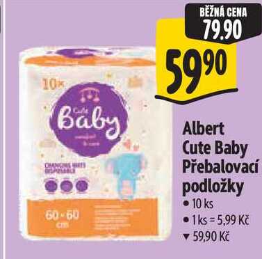 Albert Cute Baby Přebalovací podložky, 10 ks Albert