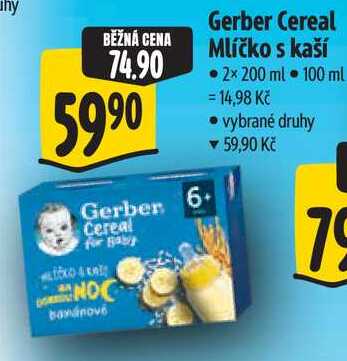 Gerber Cereal Mlíčko s kaší, 2x 200 ml Albert