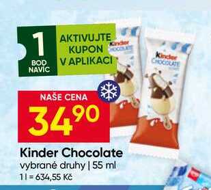 Kinder Chocolate vybrané druhy 55 ml
