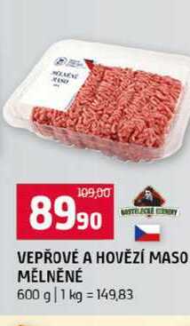 VEPŘOVÉ A HOVĚZÍ MASO MĚLNĚNÉ 600 g