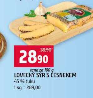 LOVECKÝ SÝR S ČESNEKEM 45% tuku 100g