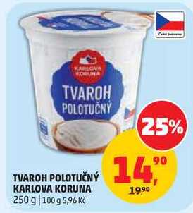 TVAROH POLOTUČNÝ KARLOVA KORUNA, 250 g