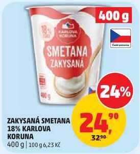 ZAKYSANÁ SMETANA 18% KARLOVA KORUNA, 400 g