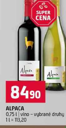 ALPACA 0,75l vino vybrané druhy 
