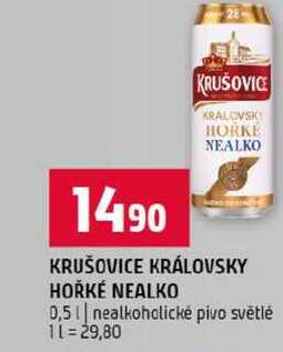 KRUŠOVICE KRÁLOVSKY HOŘKÉ NEALKO 0,5l nealkoholické pivo světlé