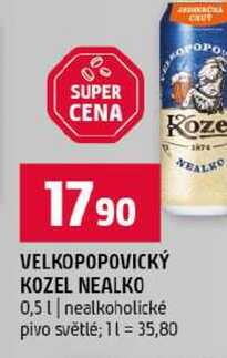 VELKOPOPOVICKÝ KOZEL 0,5l nealkoholické pivo světlé