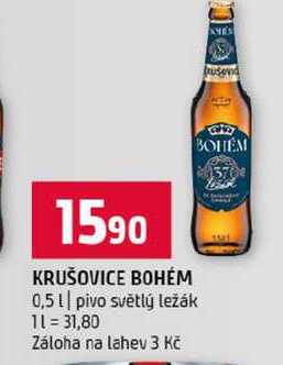 KRUŠOVICE BOHÉM 0,5l pivo světlý ležák