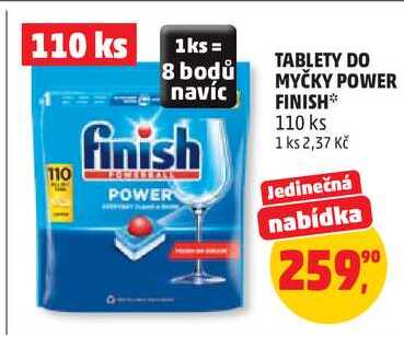 TABLETY DO MYČKY POWER FINISH, 110 ks Penny Market