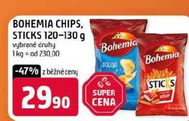 BOHEMIA CHIPS, STICKS 120-130 g vybrané druhy