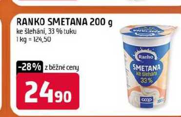 RANKO SMETANA 200 g ke šlehání, 33% tuku