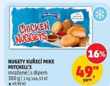 NUGETY KUŘECÍ MIKE MITCHELL'S mražené s dipem, 300 g