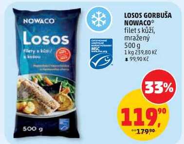 LOSOS GORBUŠA NOWACO filet s kůží, mražený, 500 g 