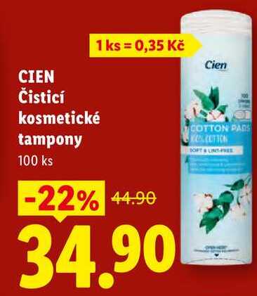 CIEN Čisticí kosmetické tampony, 100 ks Lidl