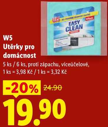 W5 Utěrky pro domácnost, 5 ks / 6 ks Lidl