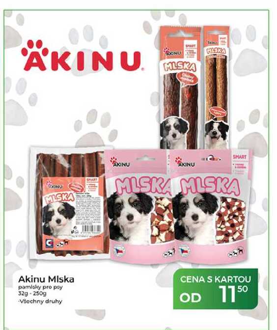 Akinu Mlska pamlsky pro psy 32g-250 g