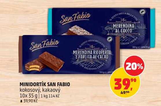 MINIDORTÍK SAN FABIO kokosový, kakaový, 10x 35 g 