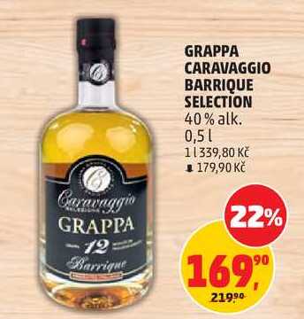 GRAPPA CARAVAGGIO BARRIQUE SELECTION 40% alk., 0,5 l