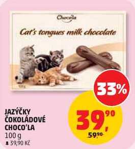 JAZÝČKY ČOKOLÁDOVÉ CHOCO'LA, 100 g 