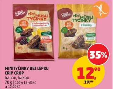 MINITYČINKY BEZ LEPKU CRIP CROP banán, kakao, 70 g