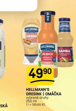 HELLMANN'S DRESINK | OMÁČKA vybrané druhy 250 ml 