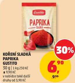 KOŘENÍ SLADKÁ PAPRIKA GUSTITO, 30 g