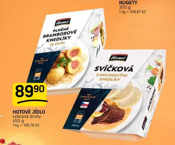 HOTOVÉ JÍDLO vybrané druhy 450 g 