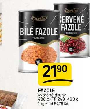 FAZOLE vybrané druhy 400 g/PP 240-400 g