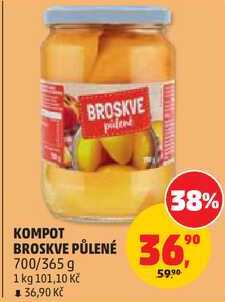 KOMPOT BROSKVE PŮLENÉ, 700/365 g