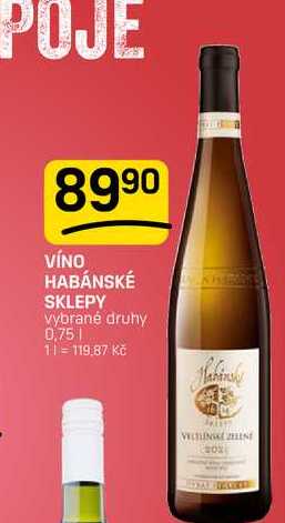 VÍNO HABÁNSKÉ SKLEPY vybrané druhy 0,75l