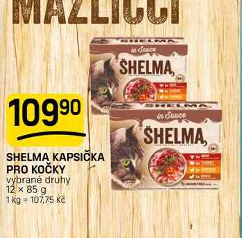 SHELMA KAPSIČKA PRO KOČKY vybrané druhy 12 x 85 g 