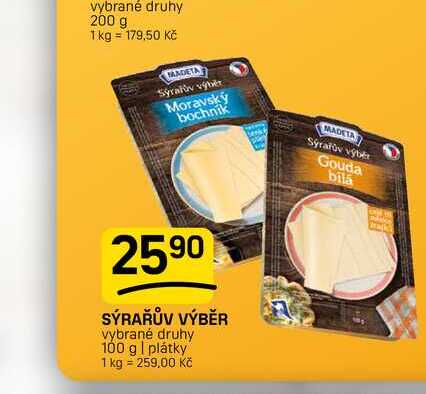 SÝRAŘŮV VÝBĚR vybrané druhy 100 g | plátky