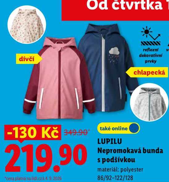LUPILU Nepromokavá bunda s podšívkou Lidl