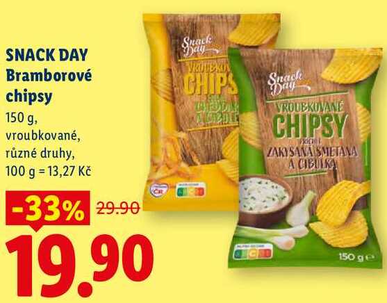 SNACK DAY Bramborové chipsy, 150 g