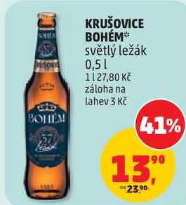 KRUŠOVICE BOHÉM světlý ležák, 0,5 l v akci