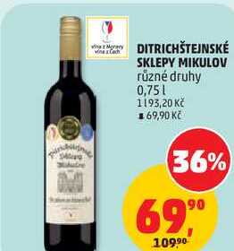 DITRICHŠTEJNSKÉ SKLEPY MIKULOV různé druhy, 0,75 l