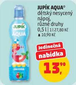 JUPÍK AQUA dětský nesycený парој, různé druhy, 0,5 l Penny Market