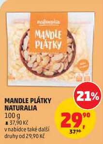 MANDLE PLÁTKY NATURALIA, 100 g 