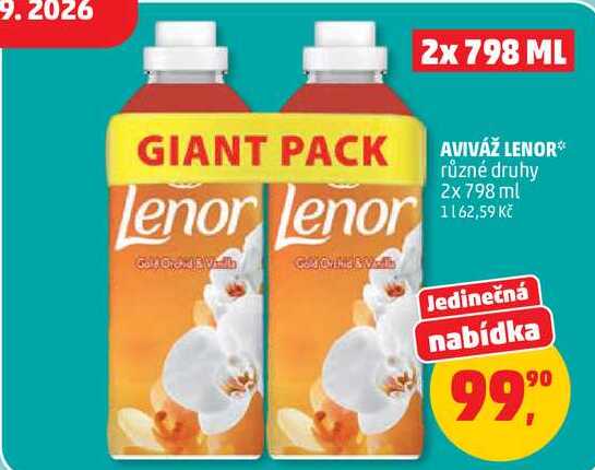 AVIVÁŽ LENOR různé druhy, 2x 798 ml Penny Market