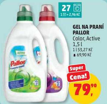GEL NA PRANÍ PALLOR Color, Active, 1,5 l Penny Market