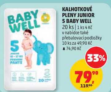KALHOTKOVÉ PLENY JUNIOR 5 BABY WELL, 20 ks Penny Market