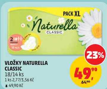 NATURELLA CLASSIC VLOŽKY, 18/14 ks Penny Market