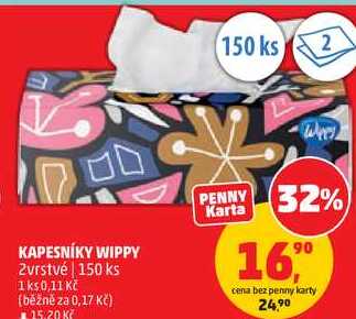 KAPESNÍKY WIPPY 2vrstvé, 150 ks Penny Market