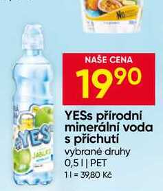 YESs přírodní minerální voda s příchutí vybrané druhy 0,5l