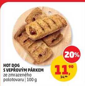HOT DOG S VEPŘOVÝM PÁRKEM, 100 g