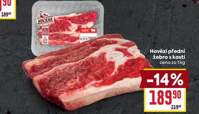 Hovězí přední žebro s kosti cena za 1kg