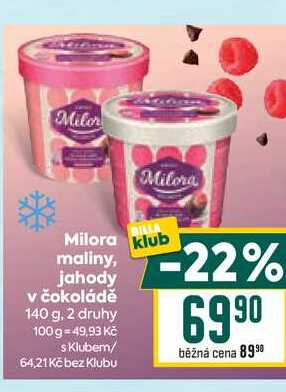 Milora maliny, jahody v čokoládě 140 g