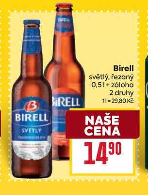 Birell světlý, řezaný 0,5l