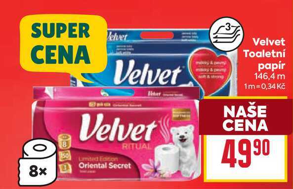 Velvet Toaletní papír 146,4 m BILLA