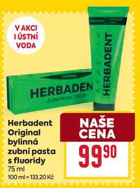 Herbadent Original bylinná zubní pasta s fluoridy 75 ml BILLA